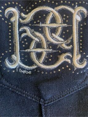 bebe Black Denim Jeans with Silver Embroidered Logo